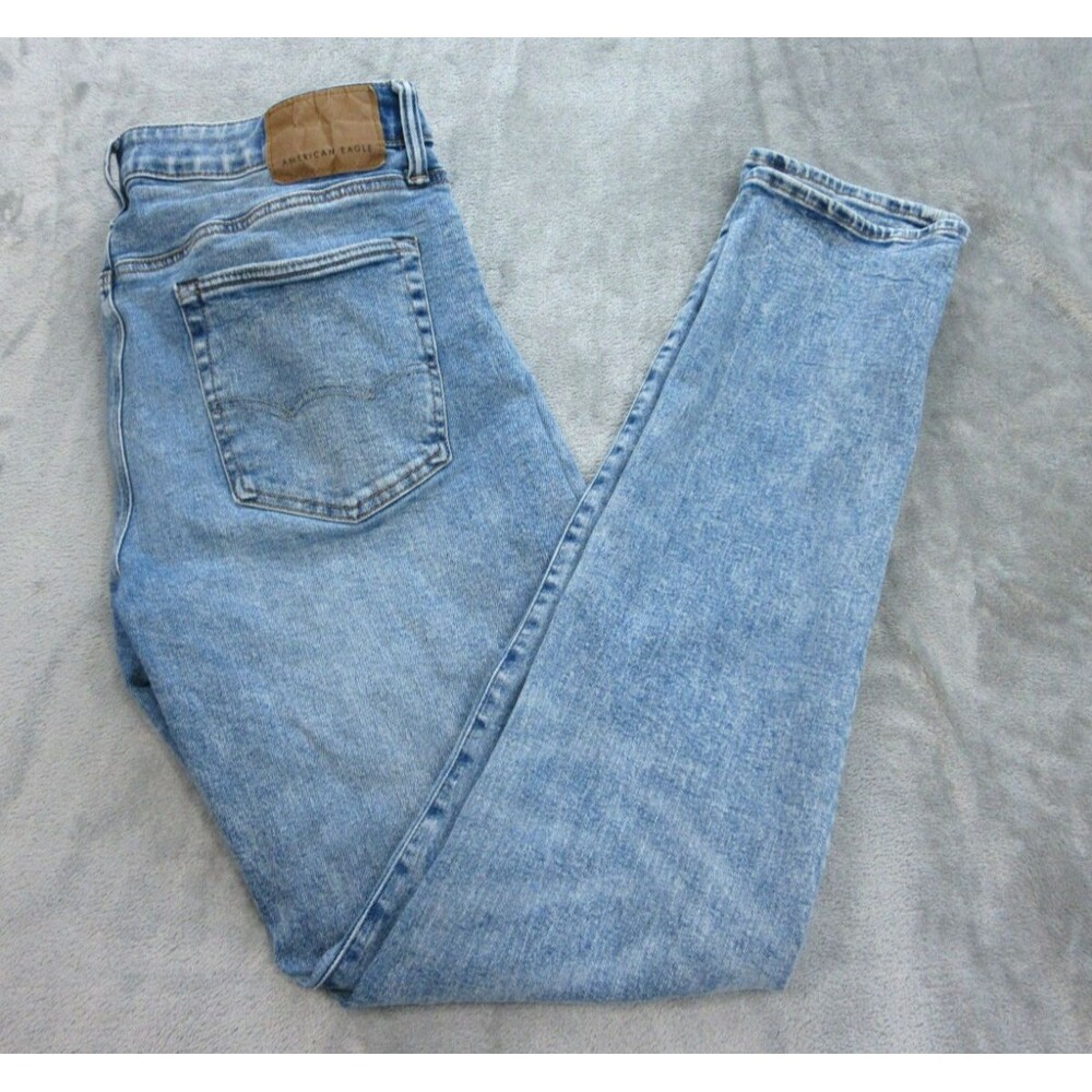 American Eagle Jeans Mens 36x36 (Actual 33 x34) Athletic Skinny Blue